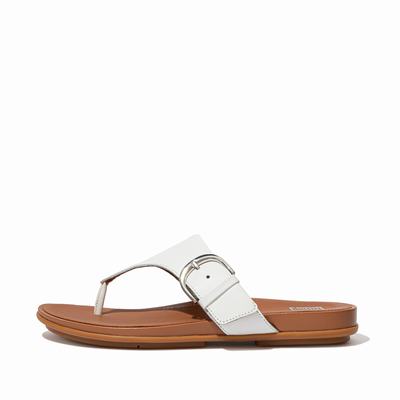 Sandalias Fitflop GRACIE Buckle Leather Toe-Post Mujer Blancos | Mexico-50612
