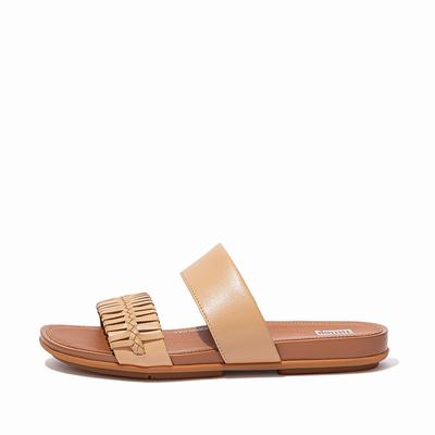Sandalias Fitflop GRACIE Wrapped Weave Slides Mujer Marrom | Mexico-49210